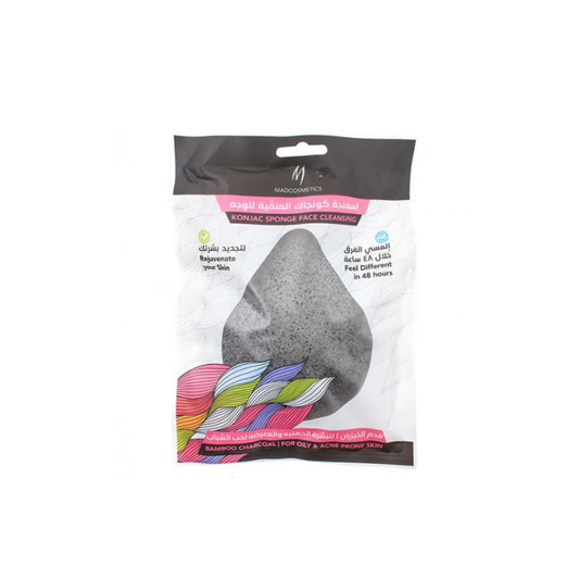 KONJAC PURIFYING FACIAL SPONGE WITH BAMBOO CHARCOAL BLACK